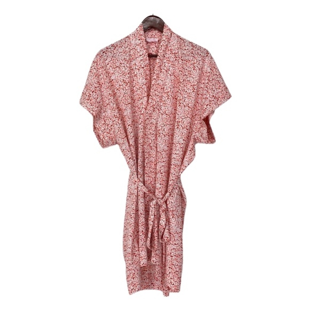 Pink Lily Floral Button Front Kimono Style Belted Oversized Short Sleeve Dress